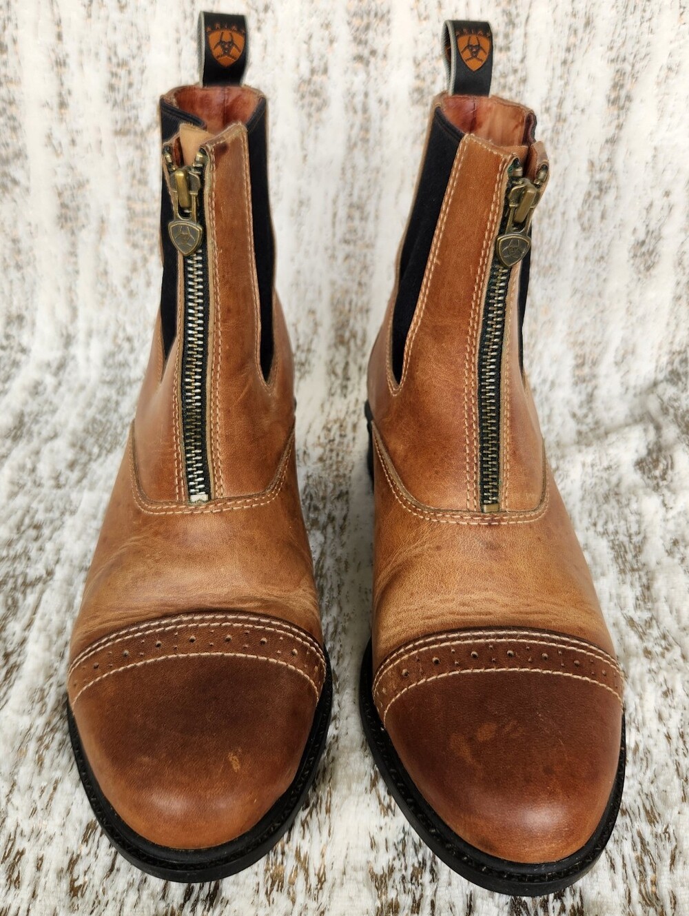 Ariat Heritage Paddock Boots Zip Front Tan Leather | Women's Size 7C - Picture 2 of 11